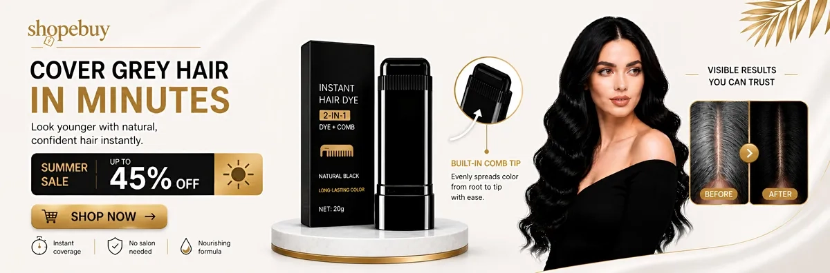 Cover grey hair in minutes with instant hair dye comb, up to 45% off summer sale - Special offer available now at Shopebuy