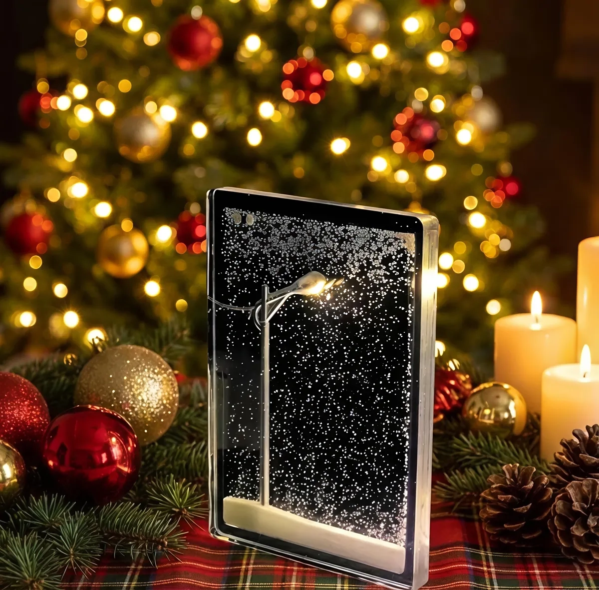 Snowfall Lamp  Street Light Snow Globe Handmade DIY Snow Scenery Night Light - Image 1