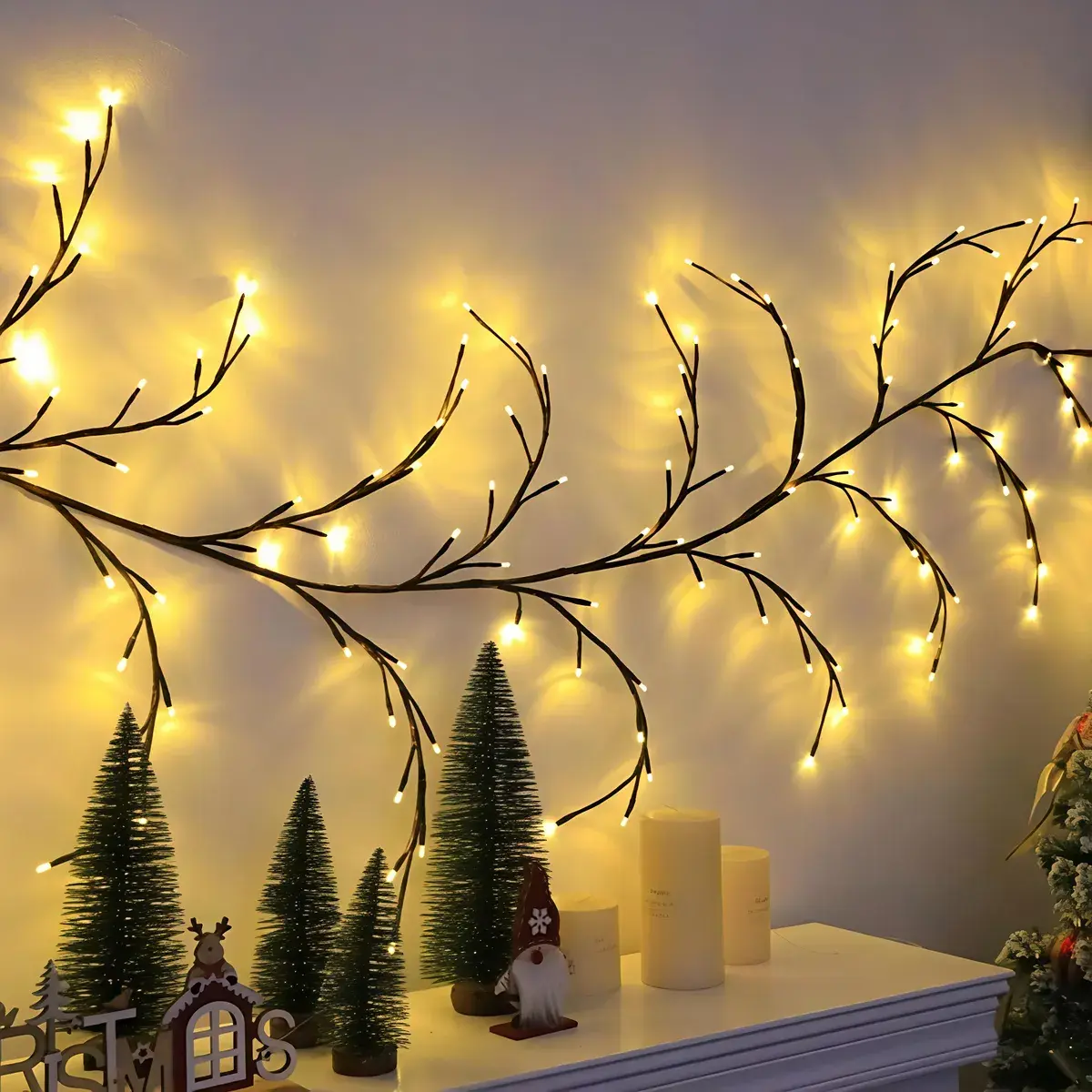 Willow Vine Lights Tree Christmas Swags Decorations Indoor Room - Thumbnail 4