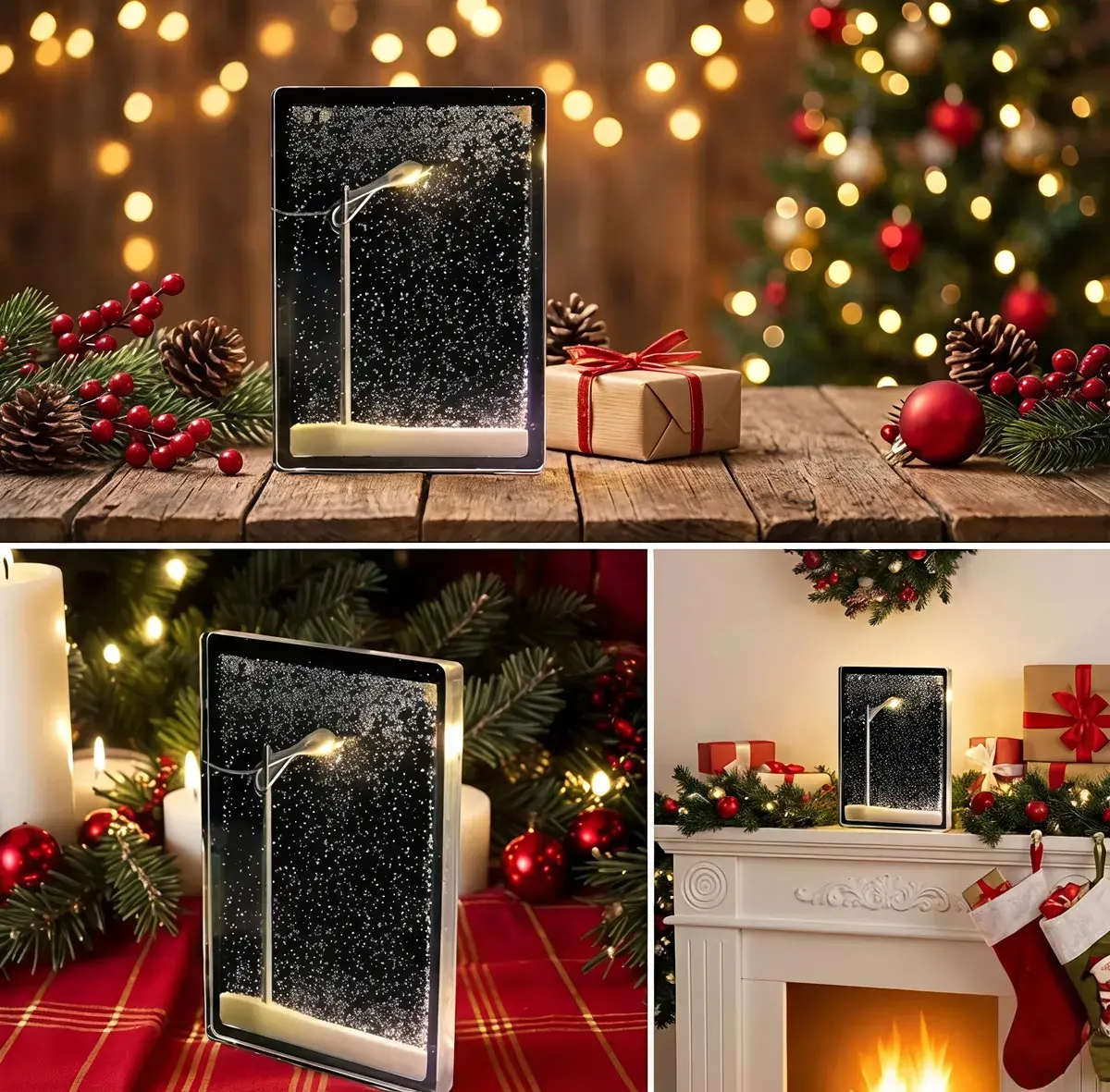 Snowfall Lamp  Street Light Snow Globe Handmade DIY Snow Scenery Night Light - Thumbnail 2