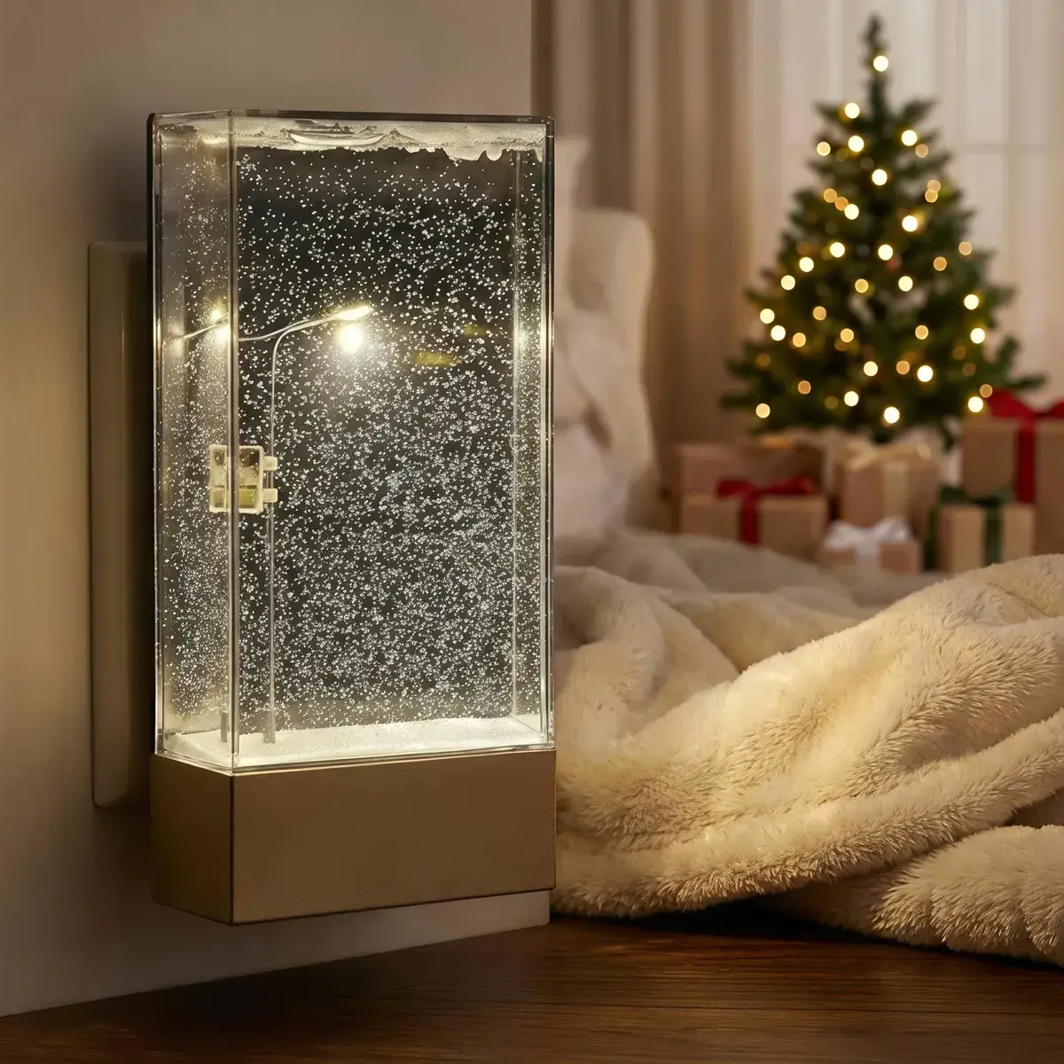 Snowfall Lamp  Street Light Snow Globe Handmade DIY Snow Scenery Night Light - Thumbnail 3