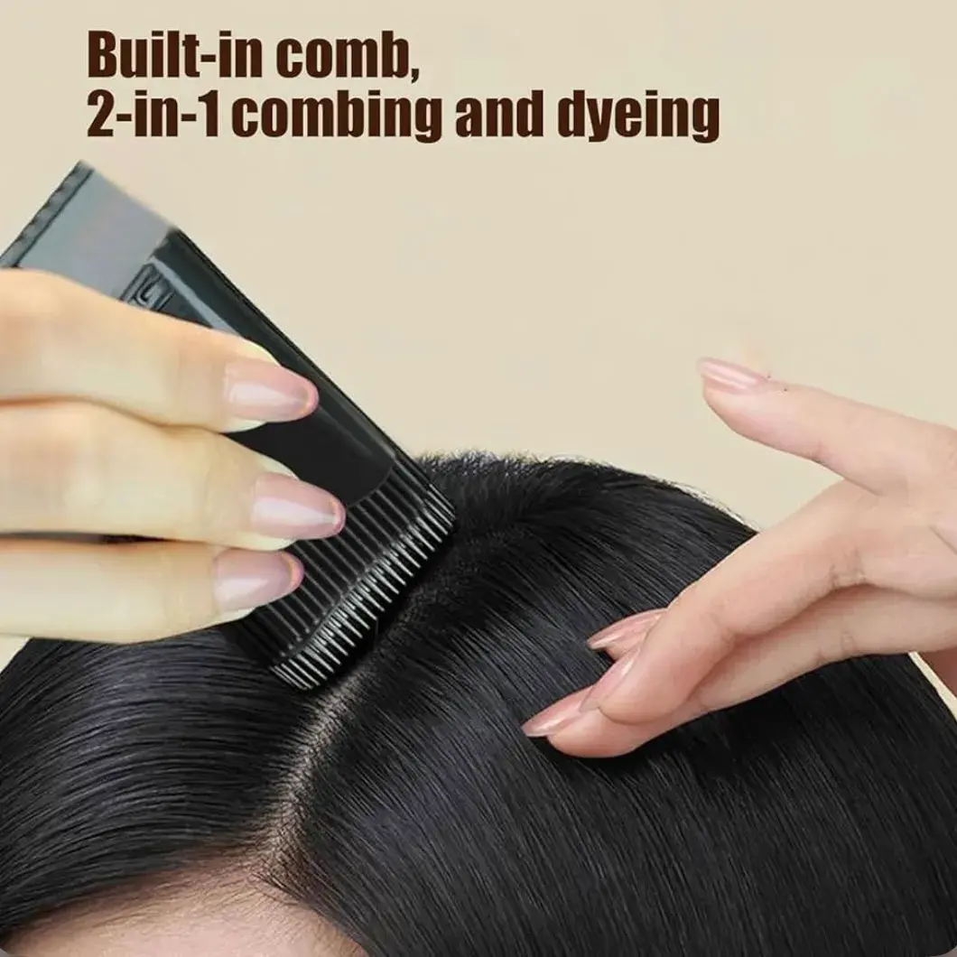 2-in-1 Hair Color Dye Stick Comb Waterproof & Sweat Proof, Instant Korean Hair Color for Women & Men, Safe and Easy Application, Black - Thumbnail 2